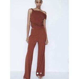 Zara Rust Asymmetrical One-Shoulder Tank Top